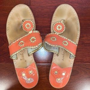 Jack Rogers - Jack Flat Sandal - Size 8M - Gold & Coral